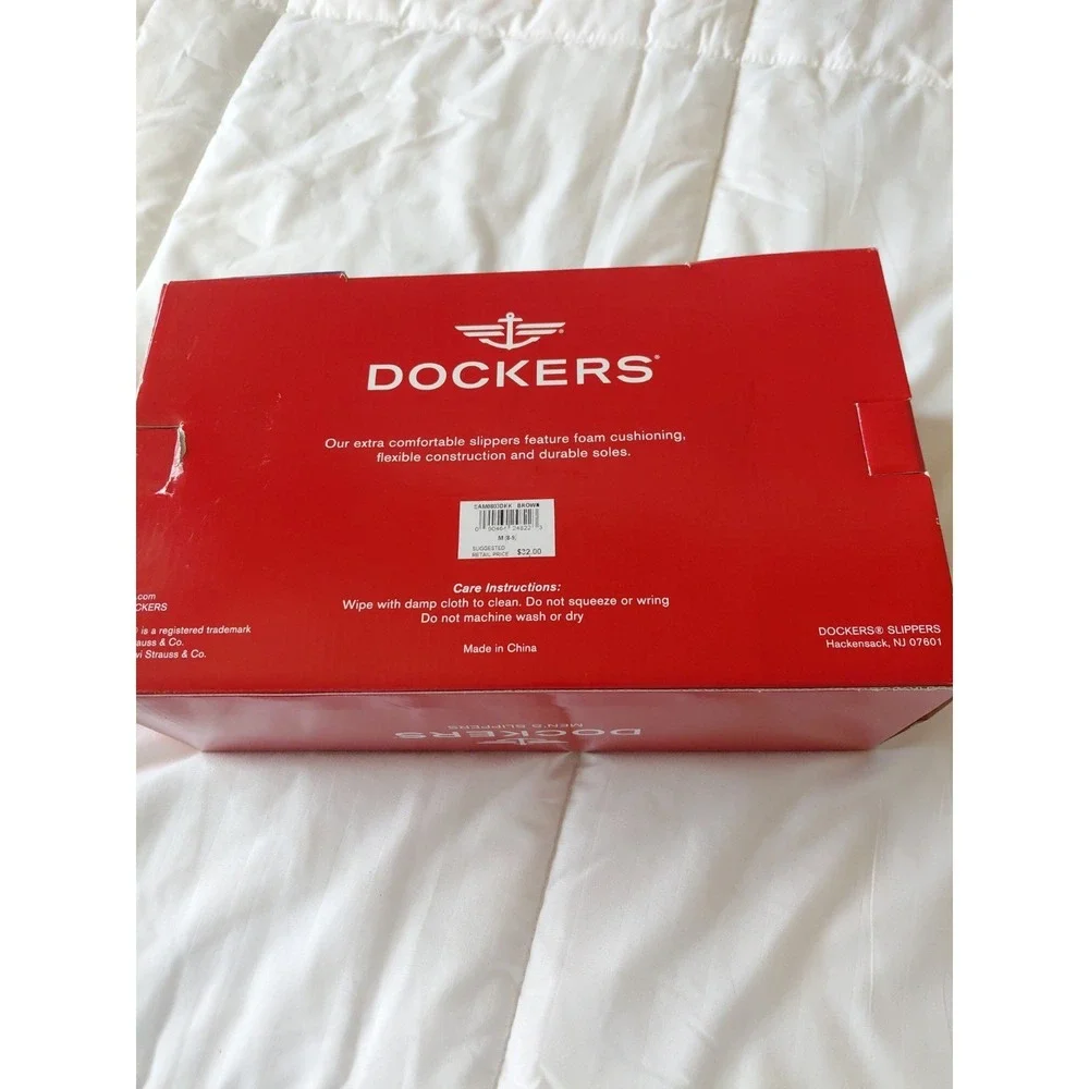 NEW in Box Dockers Mens Boaters Slippers Brown Microsuede Moccasin Shoes Sz 8-9